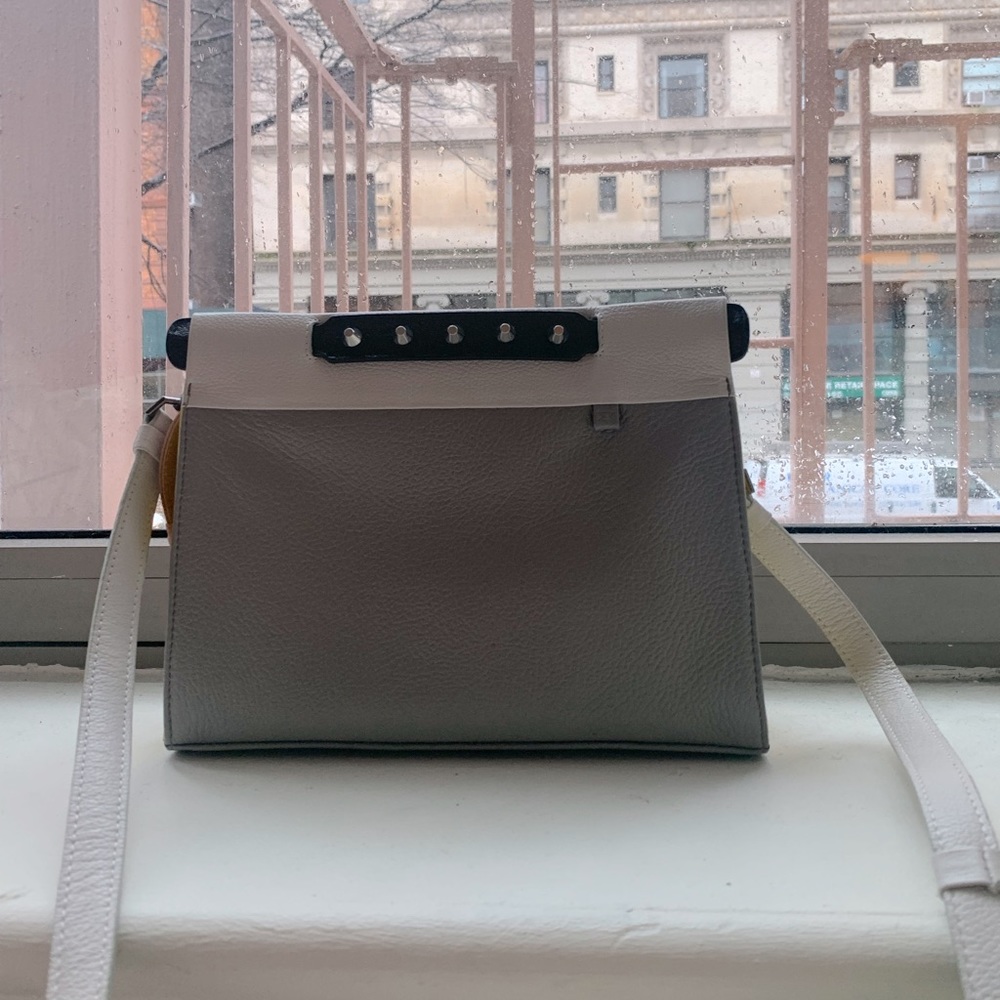 Grey and Yellow Min & Mon Vali Crossbody Purse